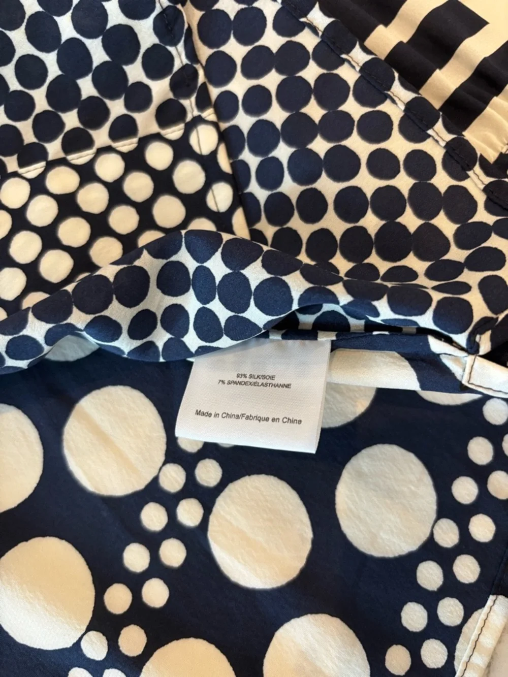 Tory Burch Navy and White Polka Dot Button-Up Blouse